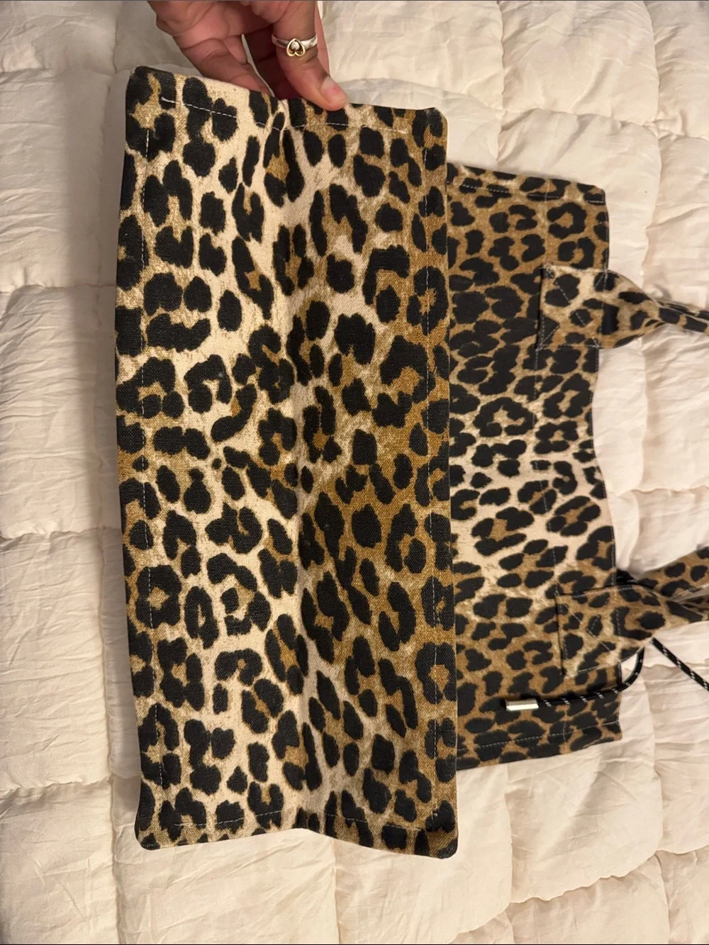 Ganni Leopard-Print Tote in Brown and Black